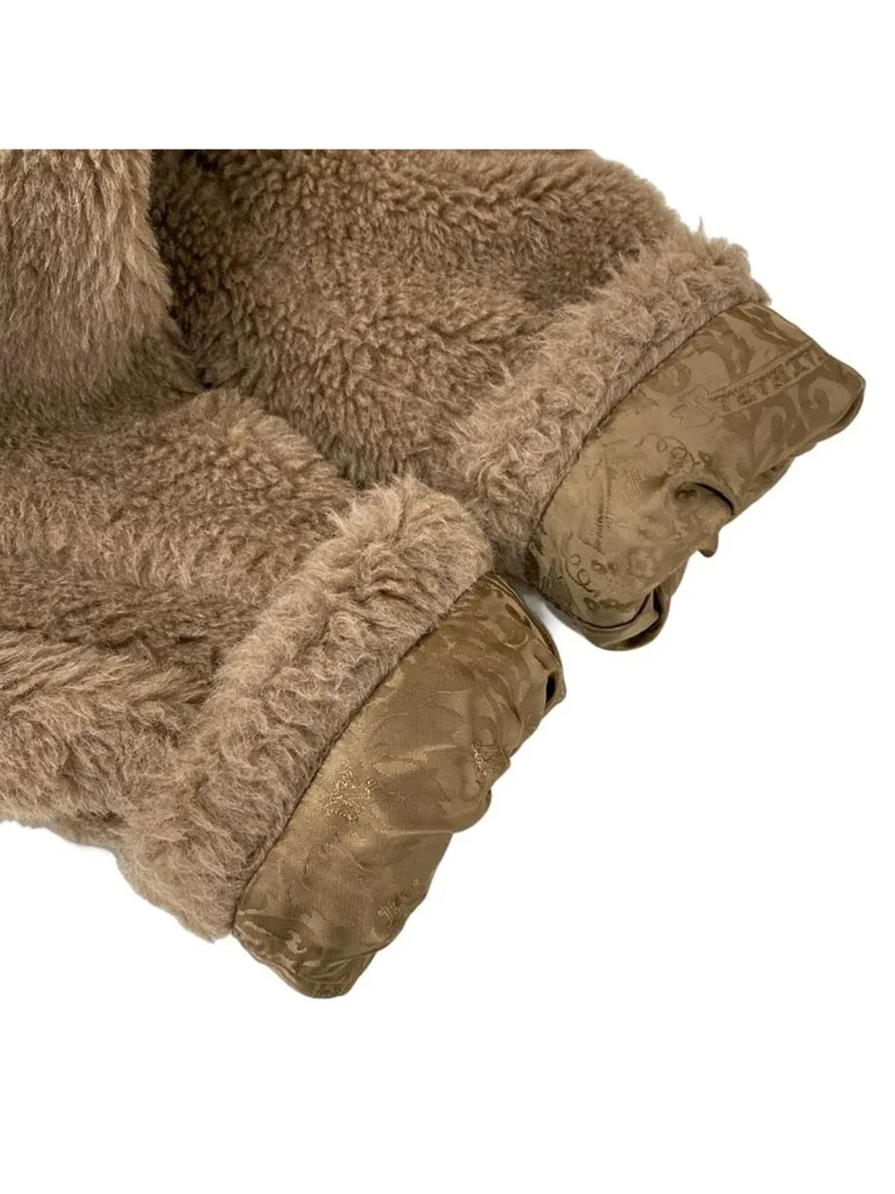 Max Mara Coat Teddy Bear Dark Beige Long Sleeve Winter Cashmere Alpaca S